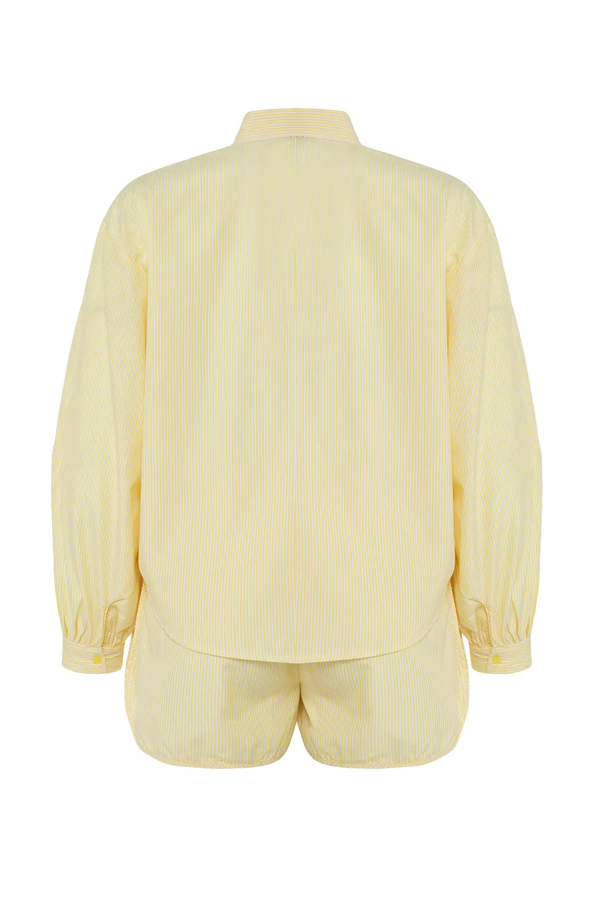 Yellow Striped Shirt Shorts Beach Set TBESS25AU00053