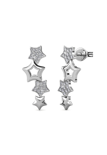 Her Jewellery silver 4 Stars Earrings(White Gold)  - Made with premium grade crystals from Austria DDDF1AC338A9E2GS_1