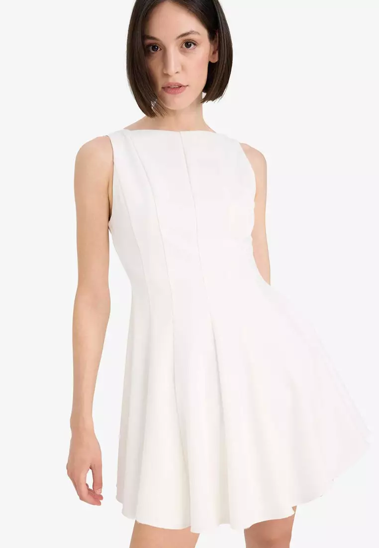 reformation bateau neckline mini dress Bateau Neckline Mini Dress
