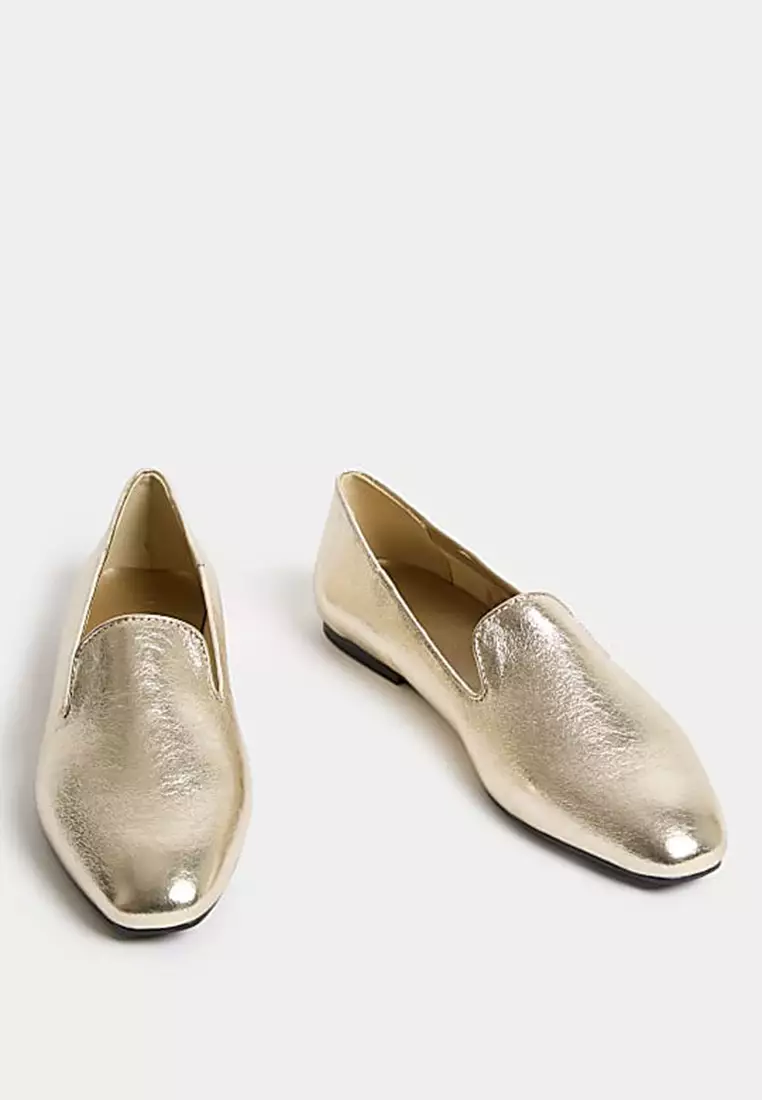 Gold Metallic Slipper Loafers