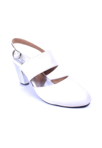Kamila White Silver Heels