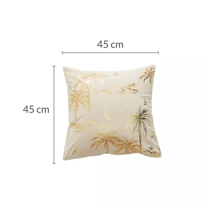 Palm Tree Gold Print Cushion Cover (Orange)