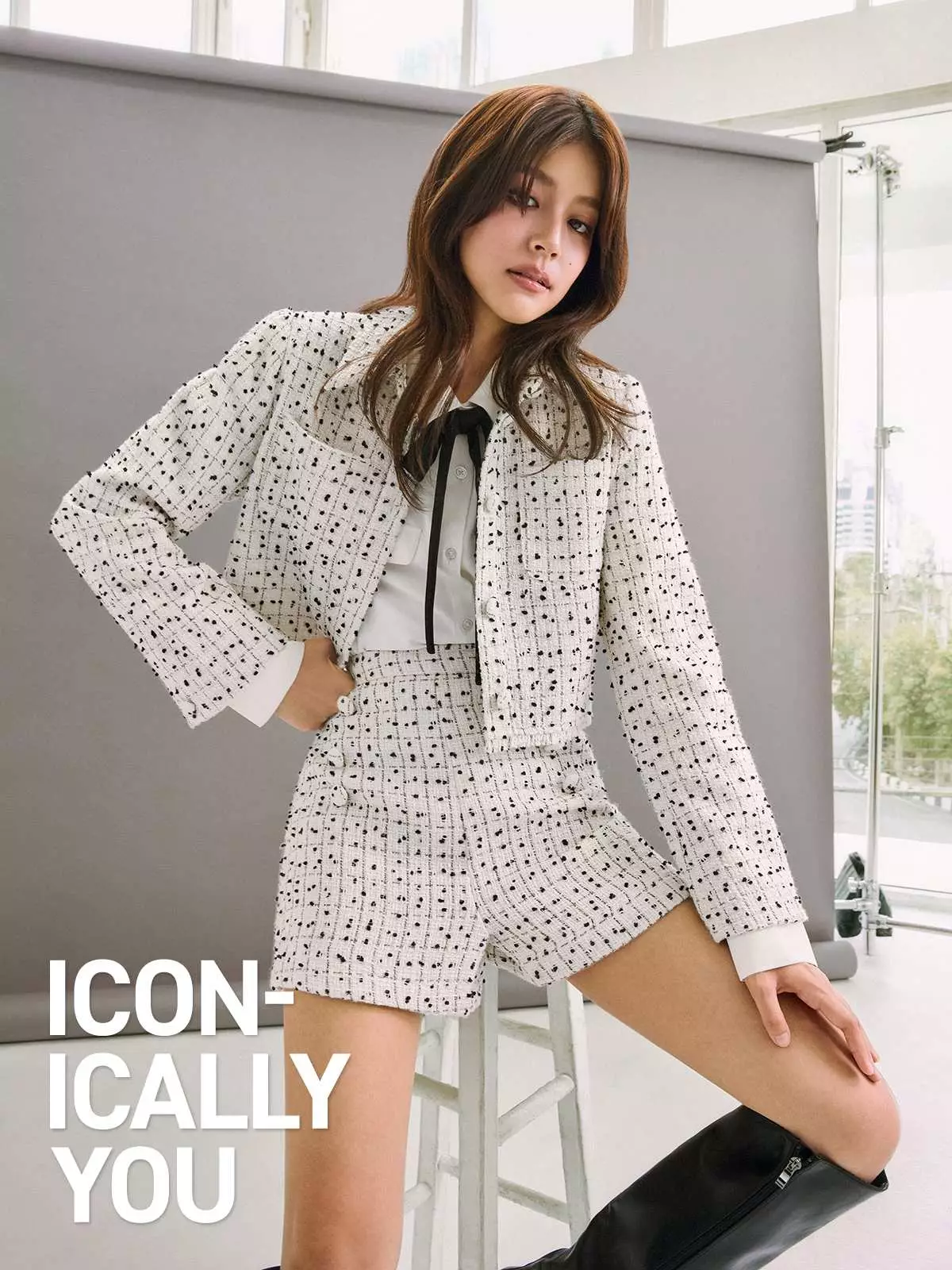 Polka Dot Tweed Jacket - White