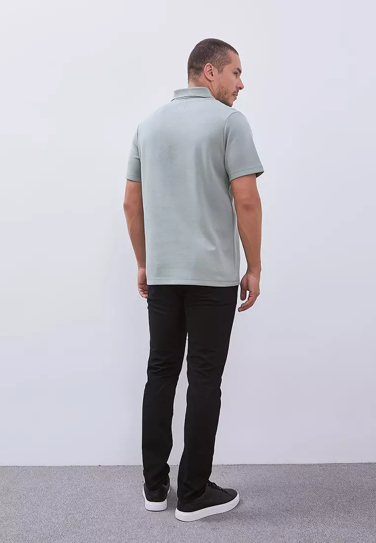 MANZONE - Polo Shirt Lengan Pendek Pria Grim 5 Slim Fit - Light Green Warna Green_Light
