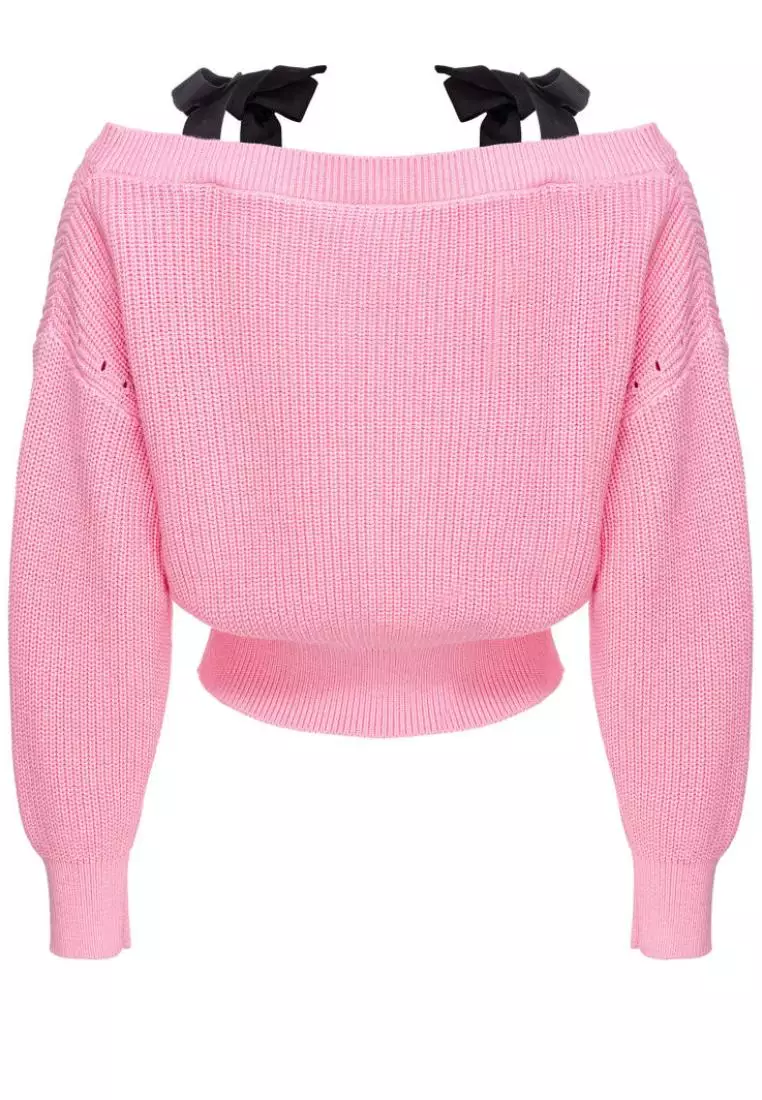 Ribbed Cardigan with Ribbon Straps