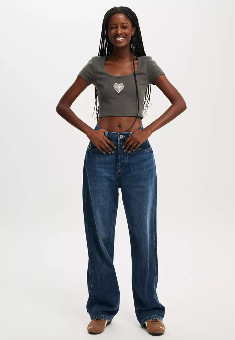 Scooped Crop Rib Tee