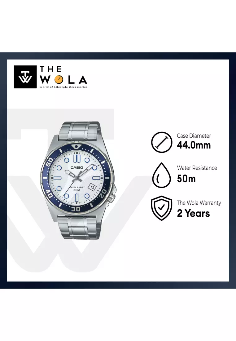 Men Analog Watch MTD-135D-7AV Silver Stainless Steel Strap