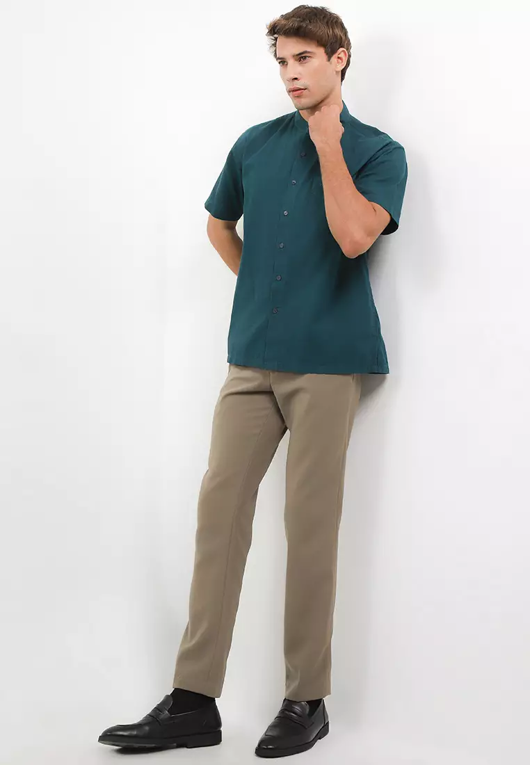 Crocodile LOFE 1010 Green - Men Shirt Kemeja Lengan Pendek - Relax Fit - Katun