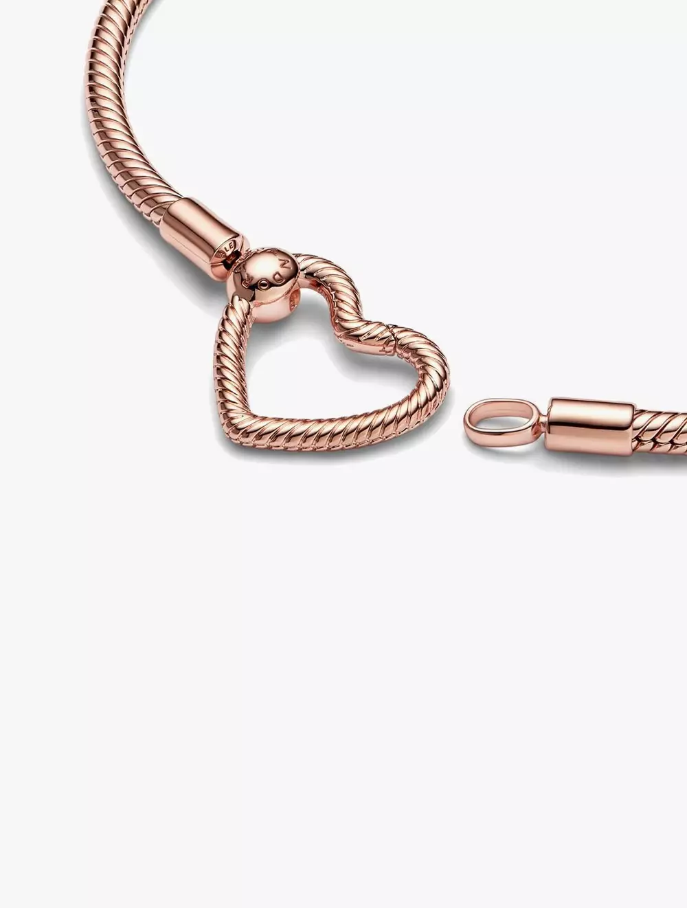 Jual PANDORA Snake chain 14k rose gold-plated bracelet with heart