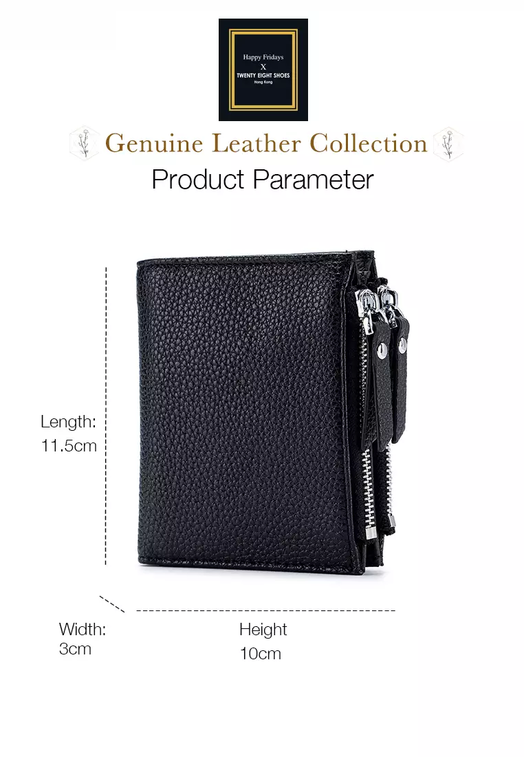 Full Grain Leather Double Zipper Purse JW AN-1701
