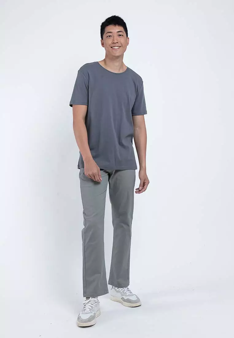 Forest Stretchable Chino Pants Trousers Straight Cut Khakis Pant Men Cotton Men Long Pants - 610197 - 04Grey