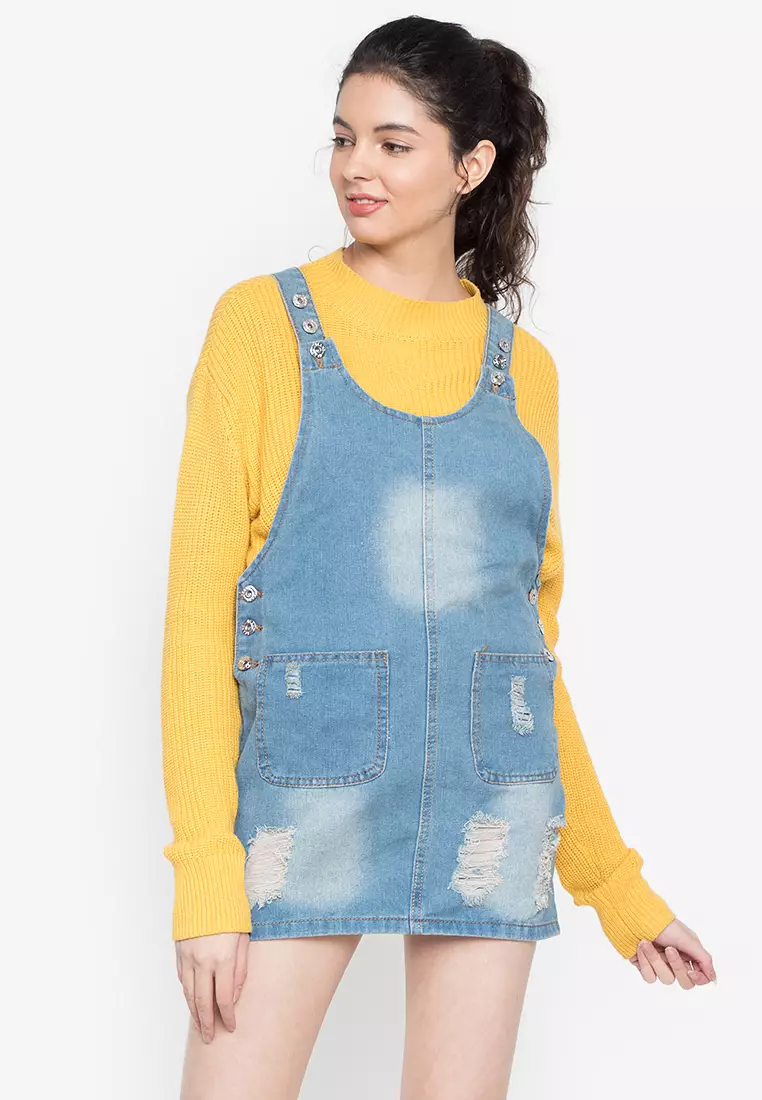 Jean overall skirt best sale yellow