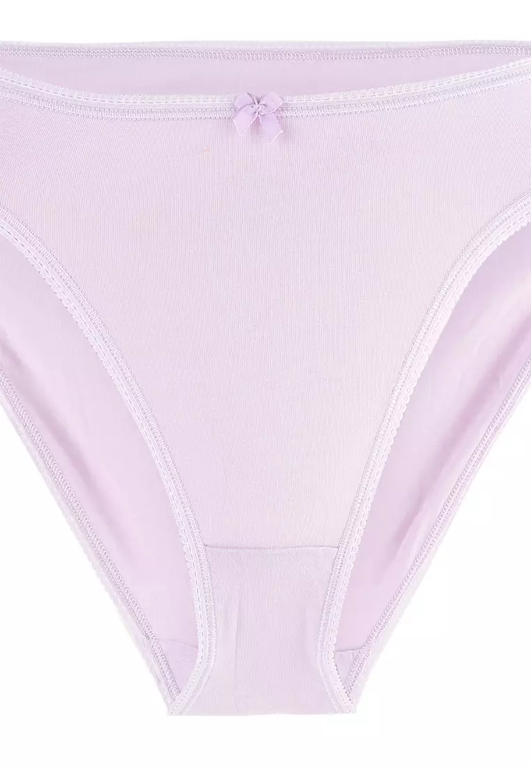 5pk Cotton Lycra High Leg Knickers