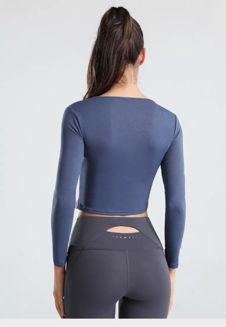 Flow Top – Women's 2-Tone Long Sleeve Crop Top for Gym & Activewear