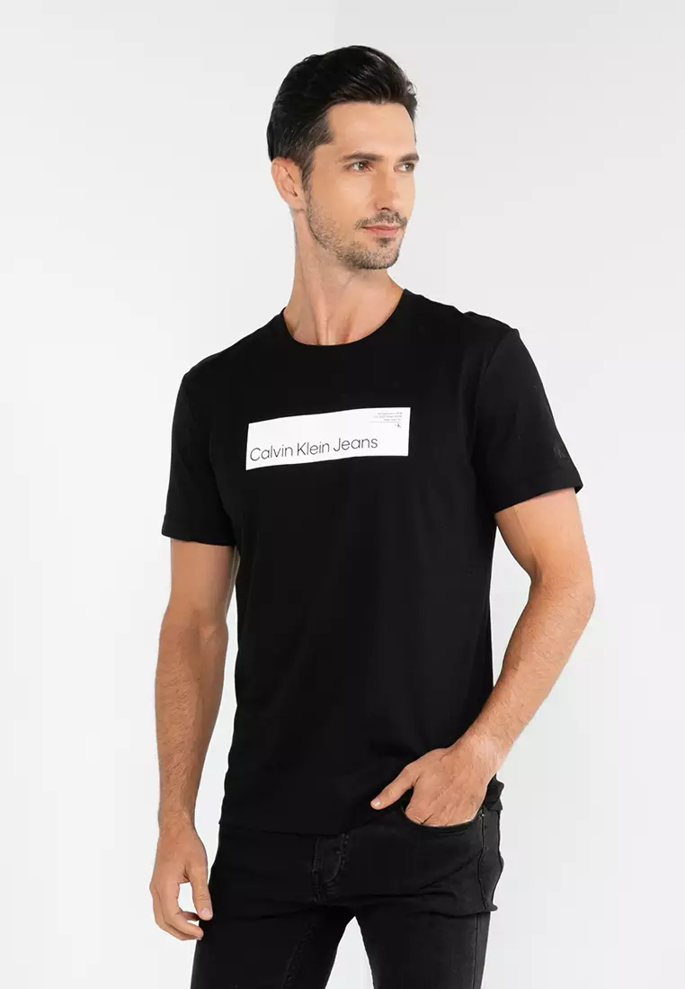 Calvin Klein Jeans REGULAR TEE SMALL MONOLOGO UNISEX - Basic T-shirt - calvin  klein black/black 