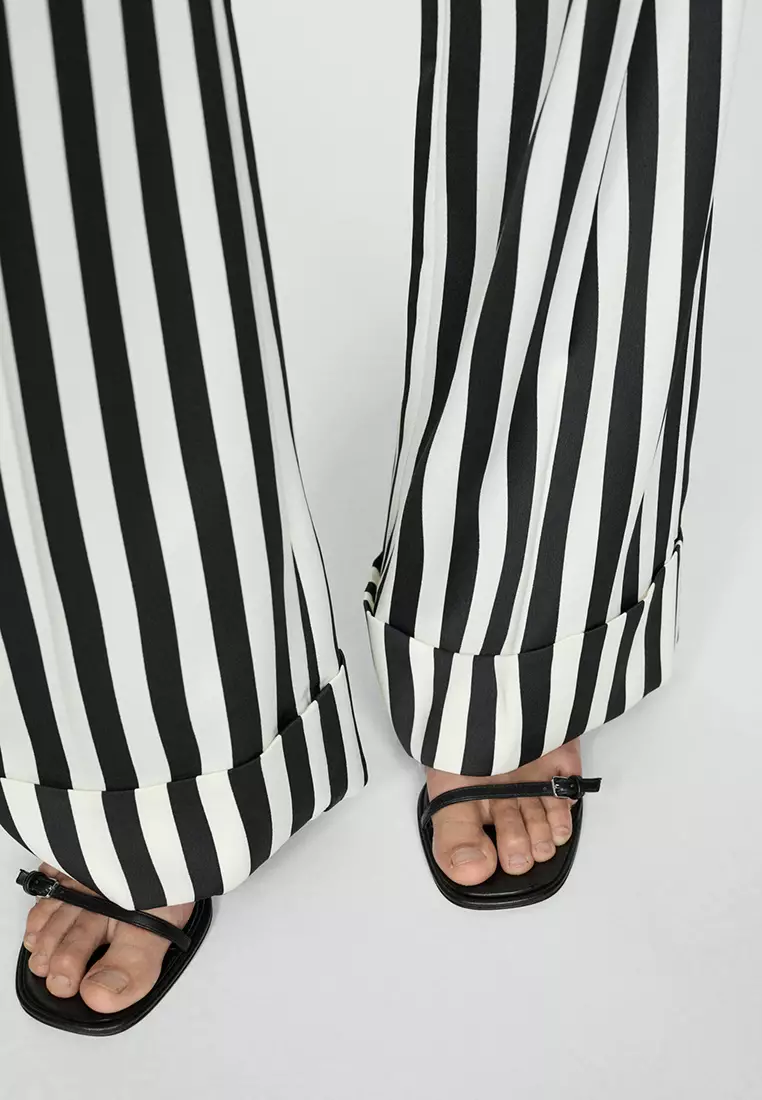 Striped trousers black and white online