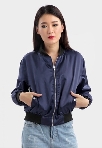 Button In Pocket Bomber Jacket Navy