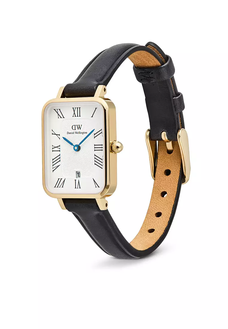 Quadro Roman Numerals Date Sheffield White Gold Women Watch stainless steel leather strap watch DW Official Authentic Original