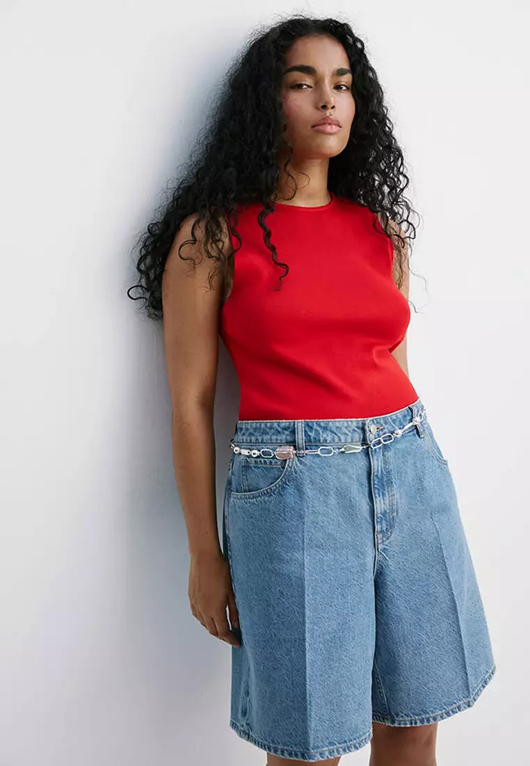 High-Waist Straight-Fit Denim Shorts