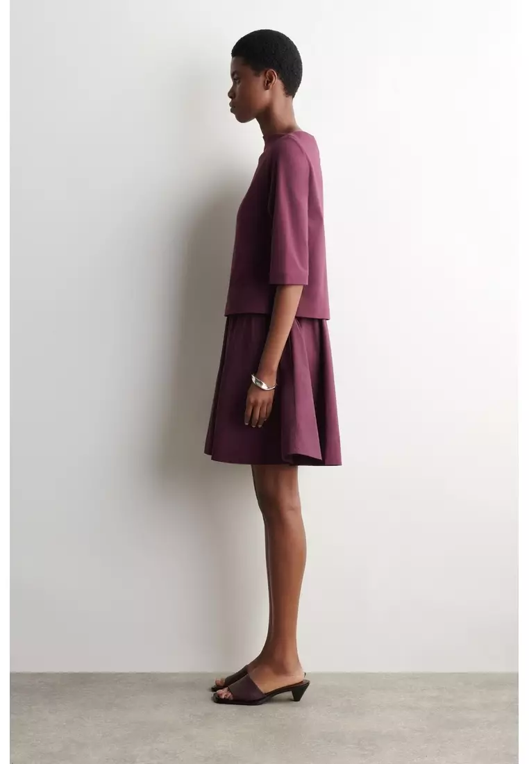 CONTRAST-PANEL BOAT-NECK MINI DRESS