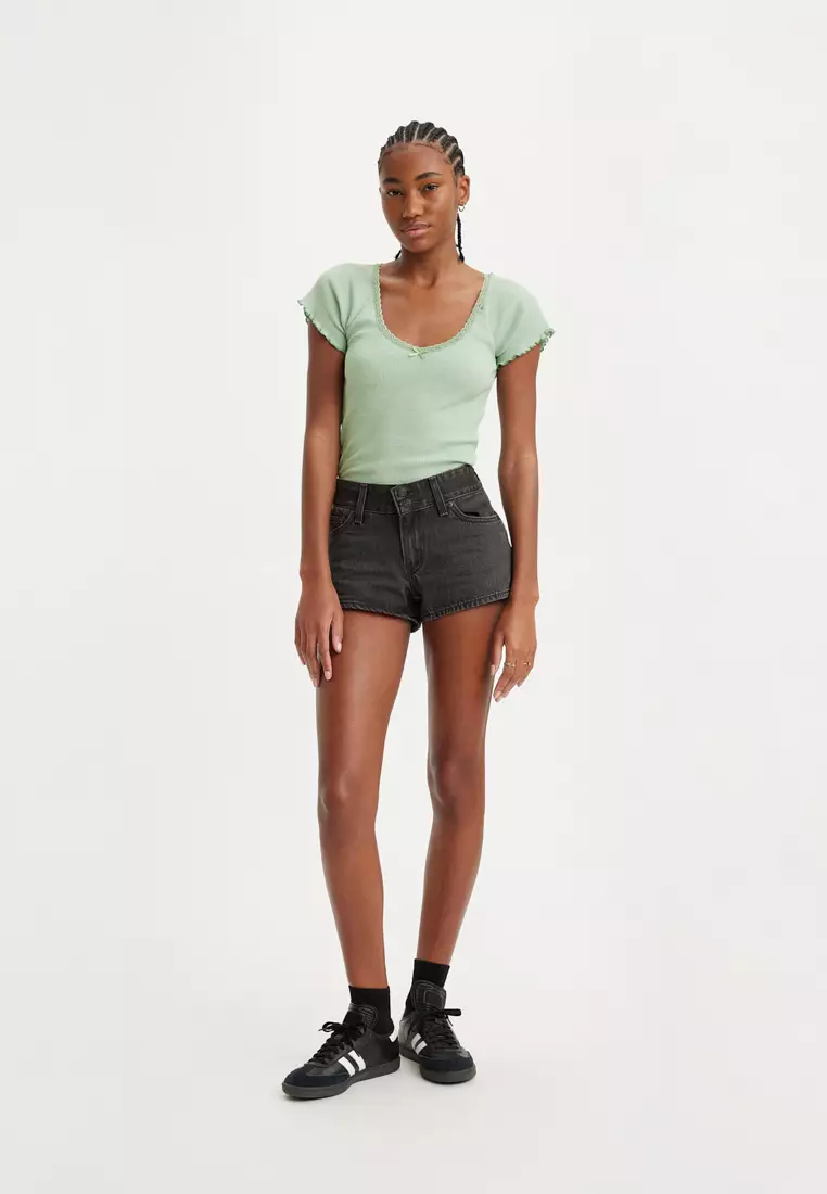 Black denim clearance levi shorts women's