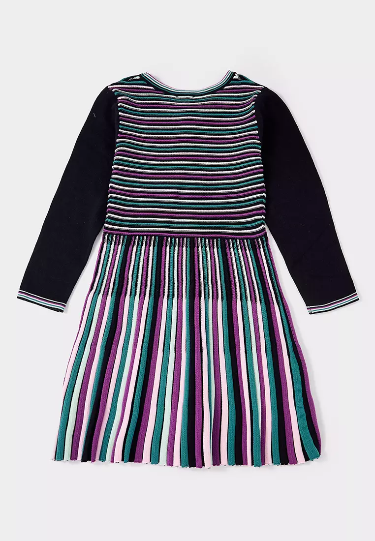 Guess Girls Striped Knitted Dress in Multicolour