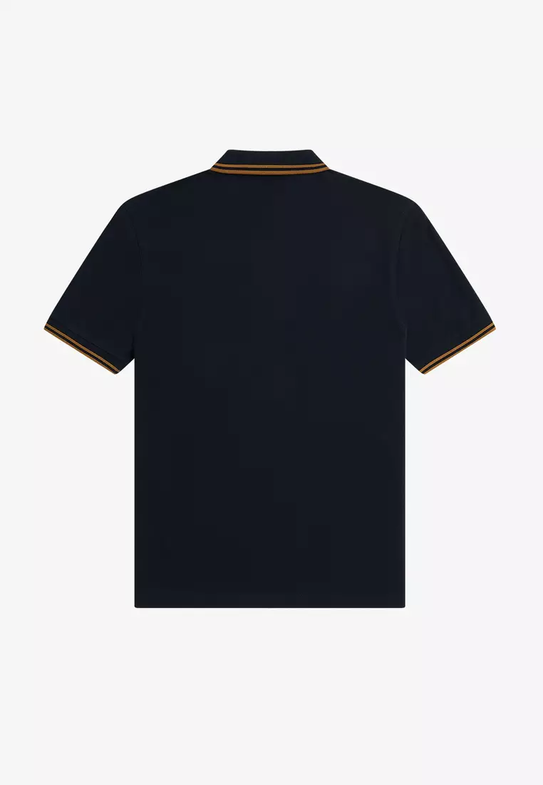 Fred Perry M3600 Twin Tipped Fred Perry Shirt (Navy / Dark Caramel / Dark Caramel)