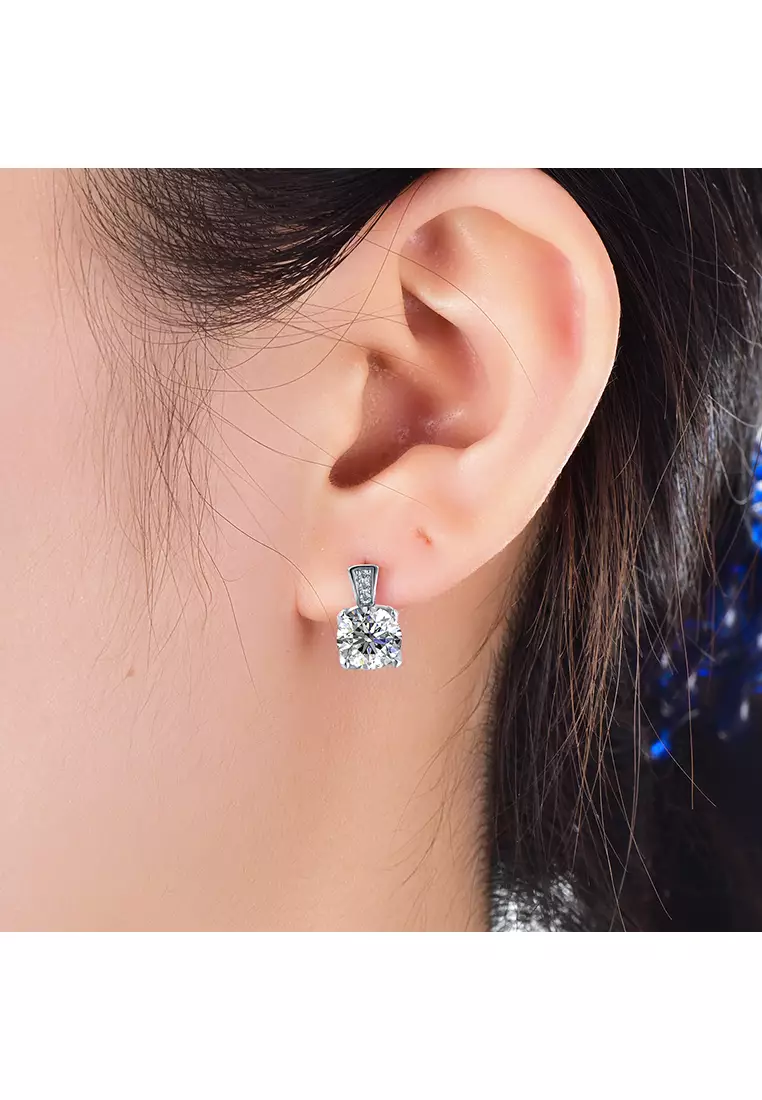 Berlian Moissanite Simplicite Earring WG [GRA CERTIFICATE MOISSANITE DIAMOND] - Anting 1.2 CT Moissanite Diamond with 925 Silver Celesta Moissanite