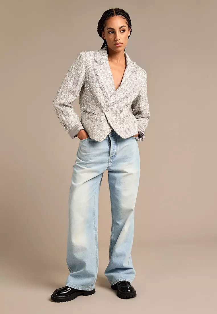 Olivia Silver Sequin Boucle Blazer