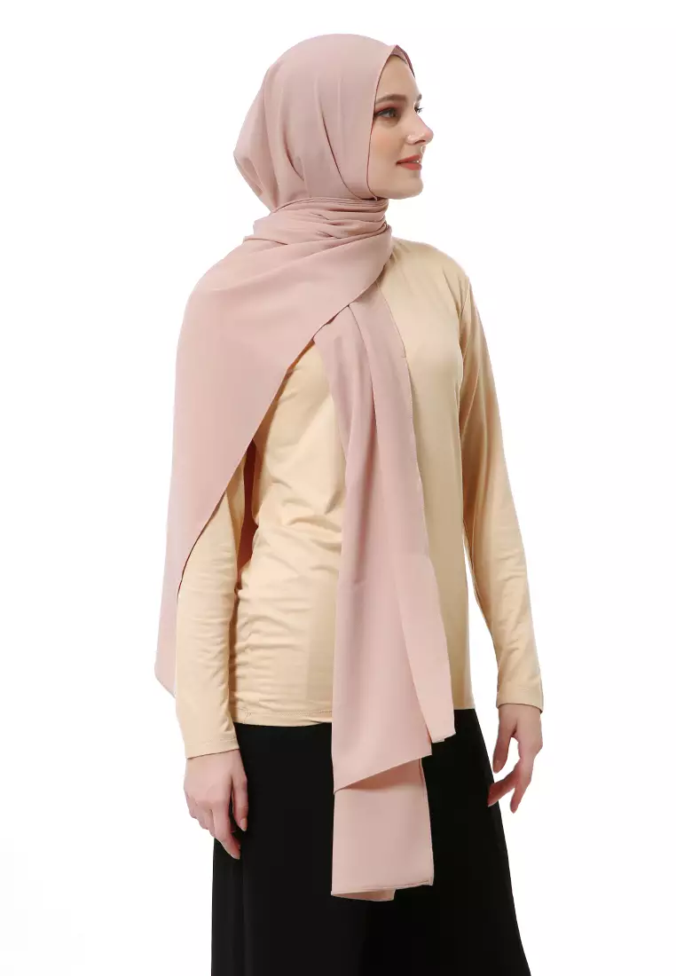 Marit Pashmina Syari Polos Muslimah Wanita Premium High Quality - Cream