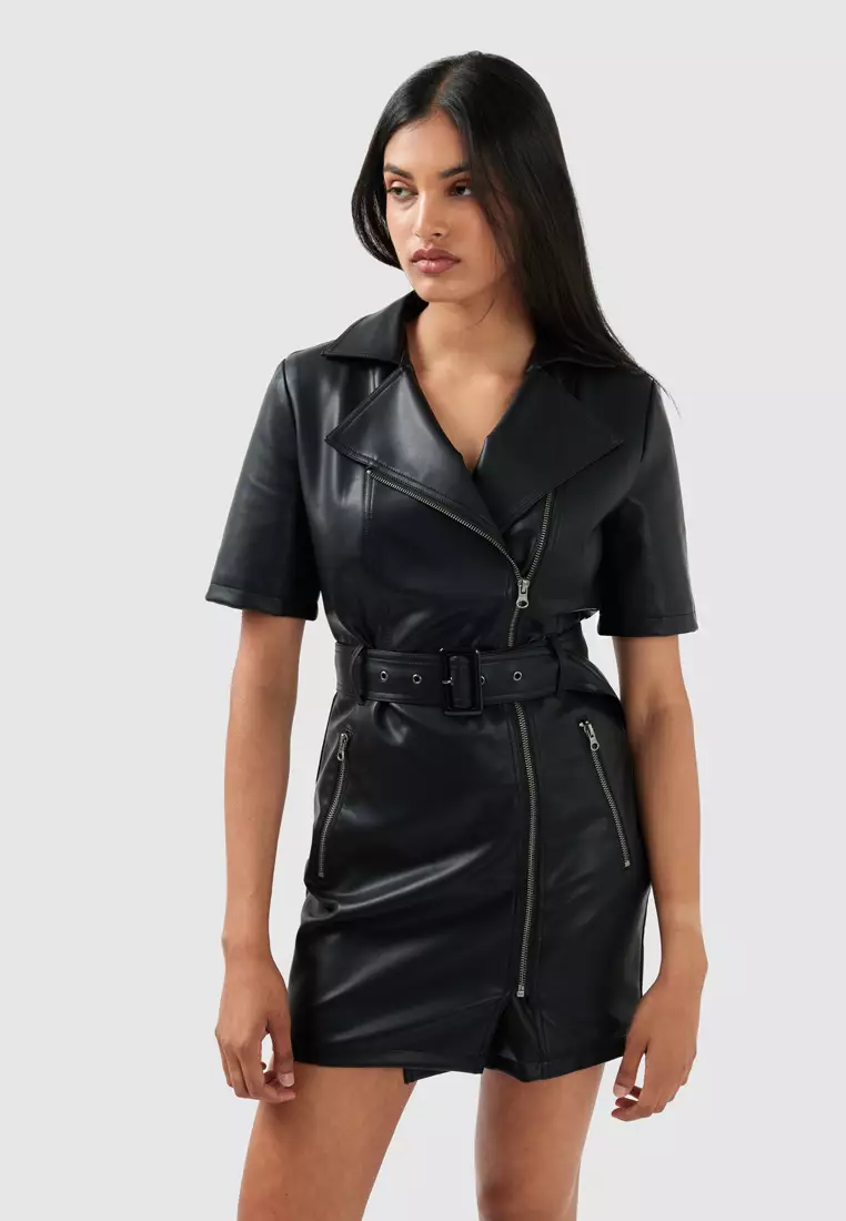 Wild Guess Black Vegan Leather Bodycon Mini Dress