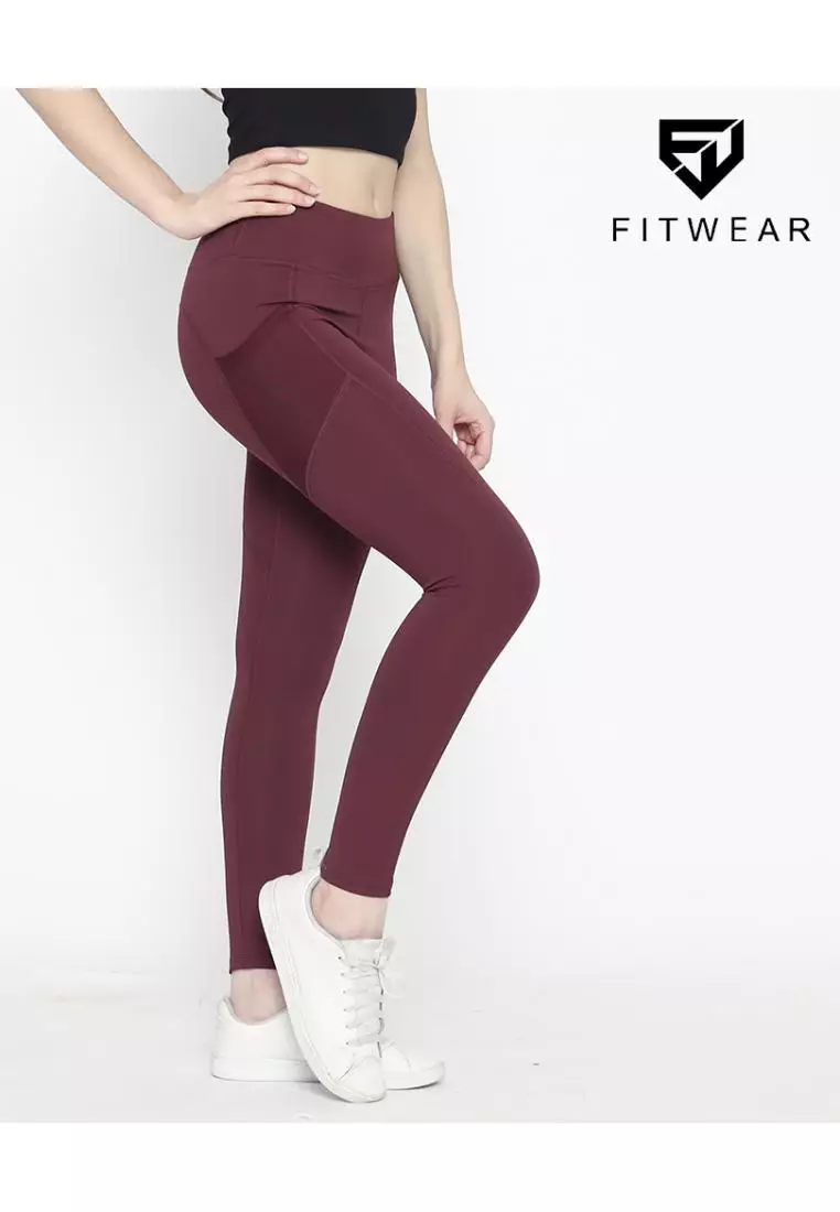 FITWEAR - ROSE SPORT LEGGING POCKET PJ MEDIUM WAIST - BURGUNDY