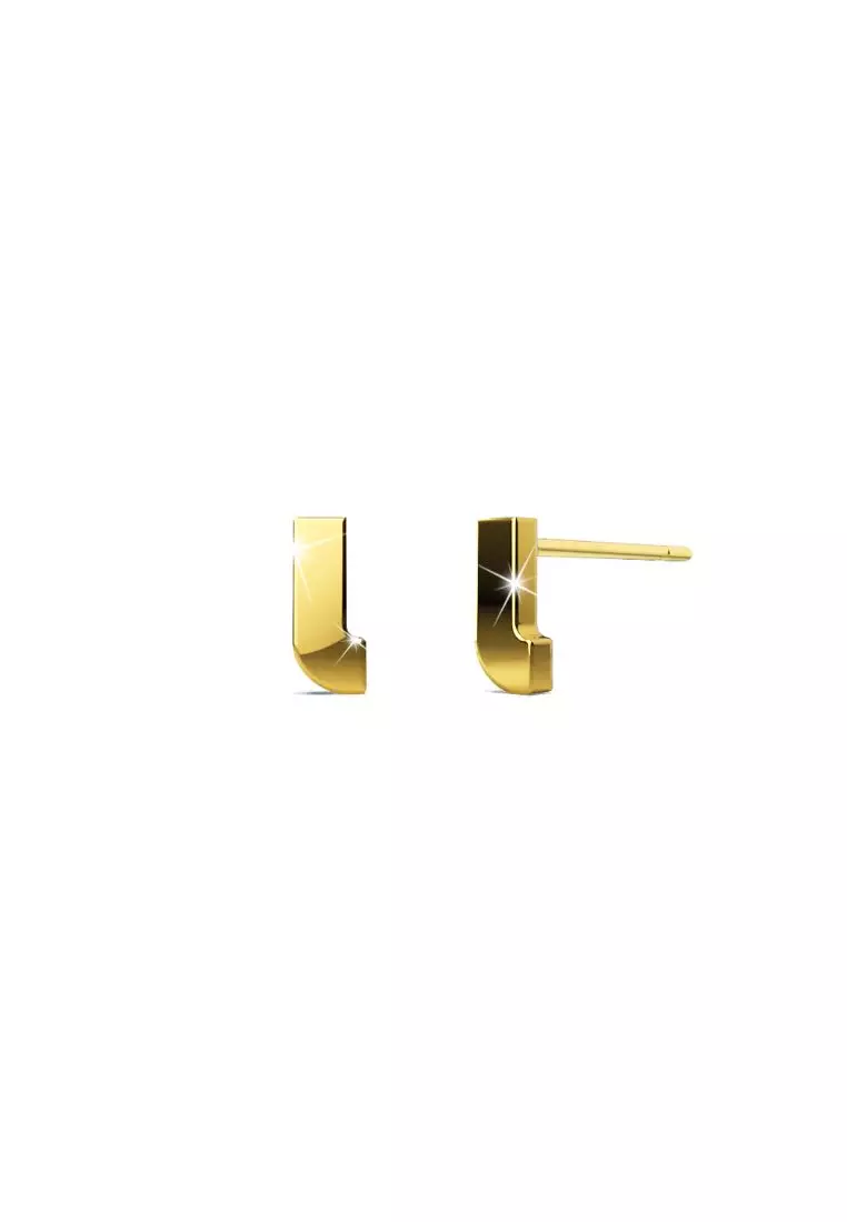 Bold Initial Alphabet Letter Earrings Gold Layered Steel Jewellery- L