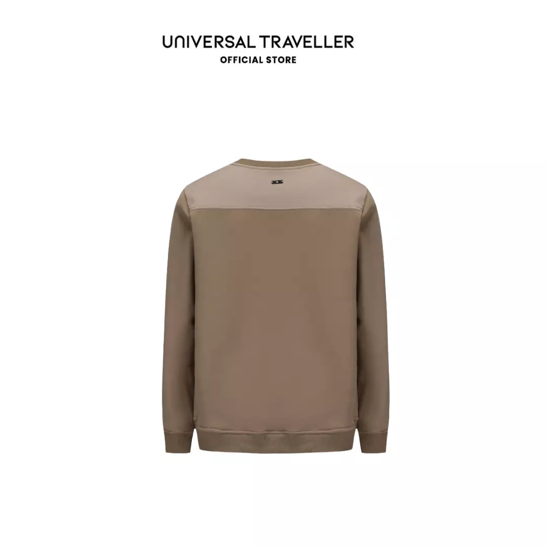 UNIVERSAL TRAVELLER CONTRASTING TEXTURE CREW NECK FLEECE PULLOVER FJ24189