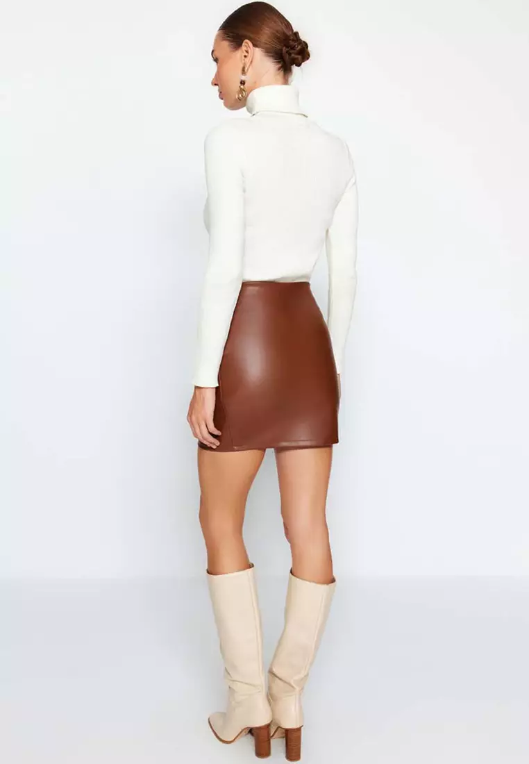 Draped High Waist Fitted Mini Skirt