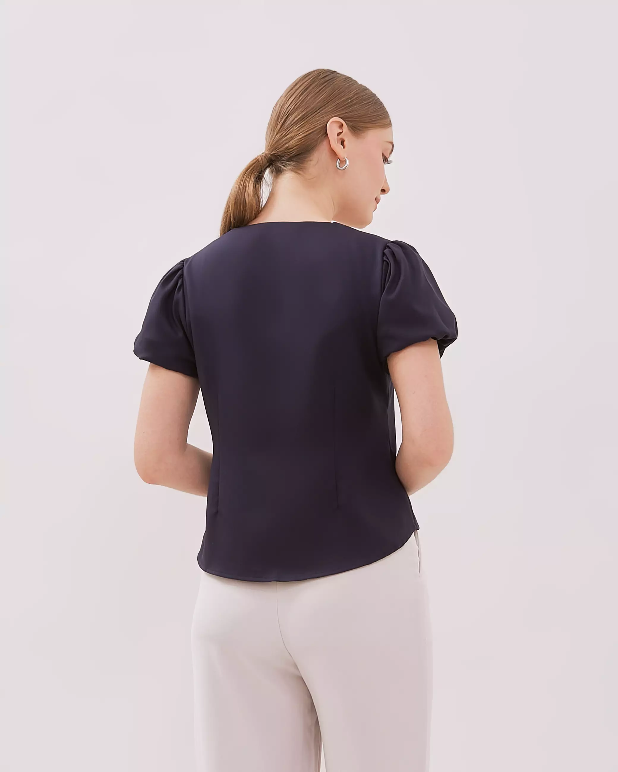 Urban Exchange Angela Navy Blouse - Atasan Blouse Navy Square Neck Warna Navy