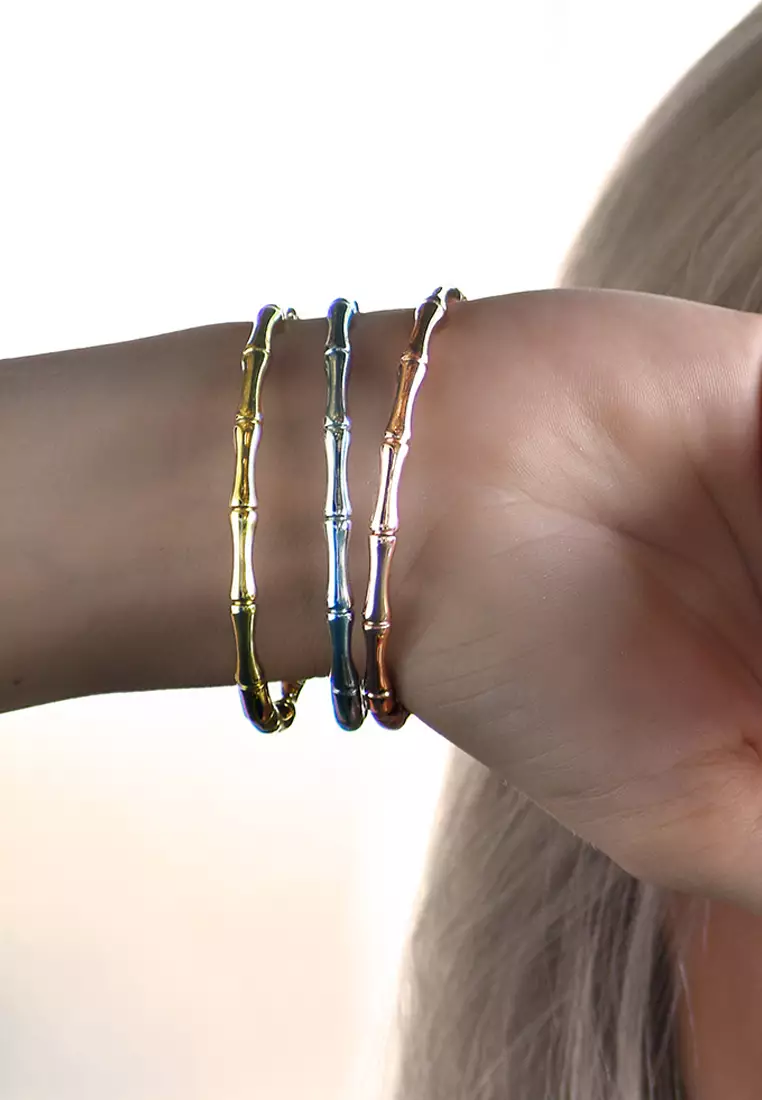 Trunket Bamboo Design Stainless Steel Bangle in Rose Gold