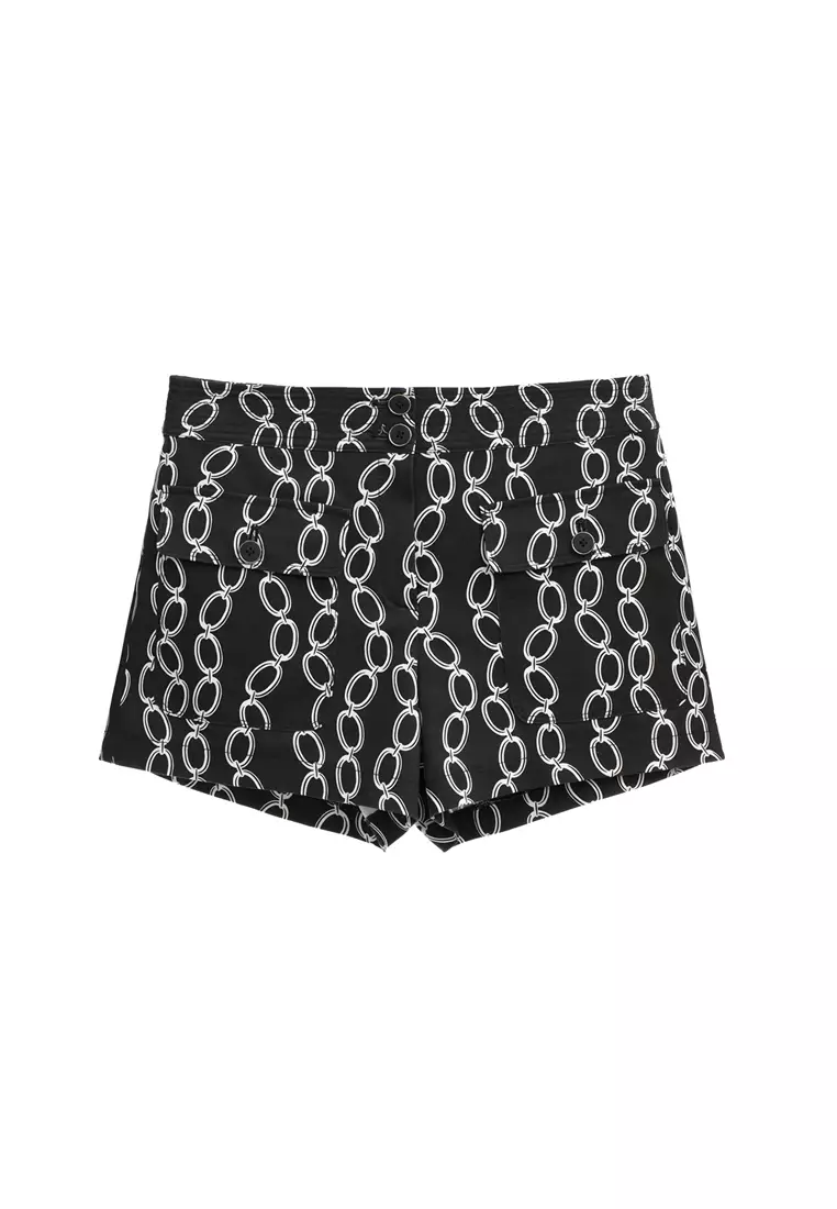 Printed Chain Graphic Shorts