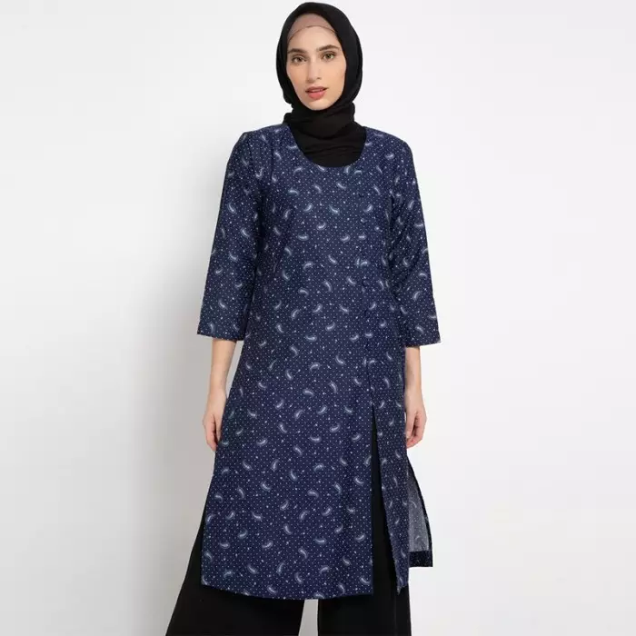 Lourd Tunic In Navy Print