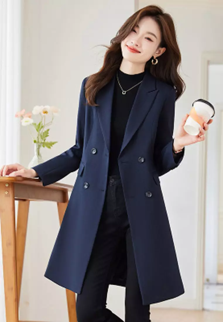 Buy Halo Slim Lapel Midi Trench Coat Blazer 2025 Online ZALORA
