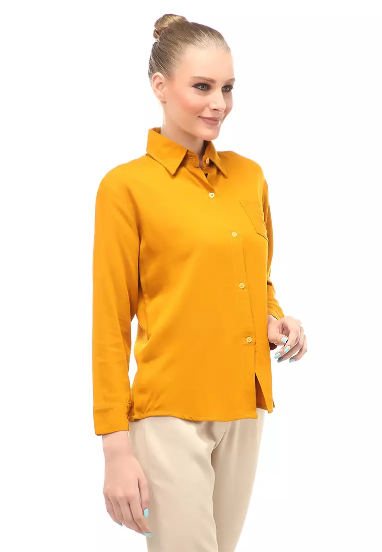 Arcade Atasan Wanita Long Sleeves Kemeja Polos Relaxed Fit - Kubus