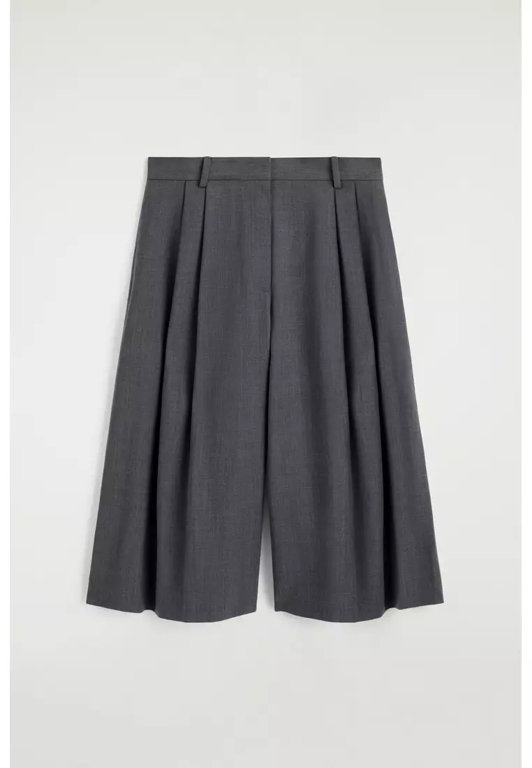PLEATED WOOL-BLEND CULOTTES