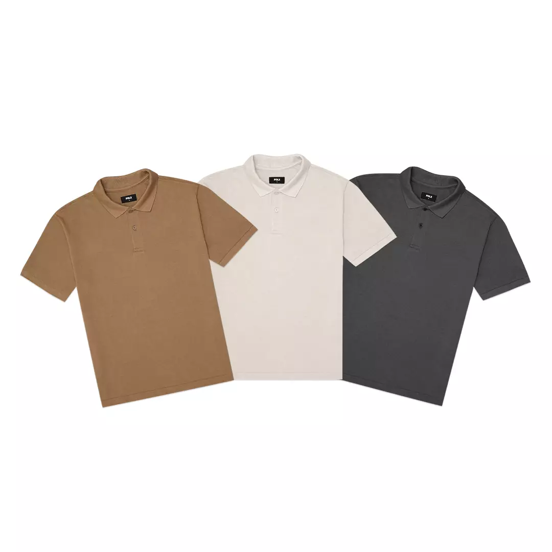 Basic Two-Button Polo Shirt Brown