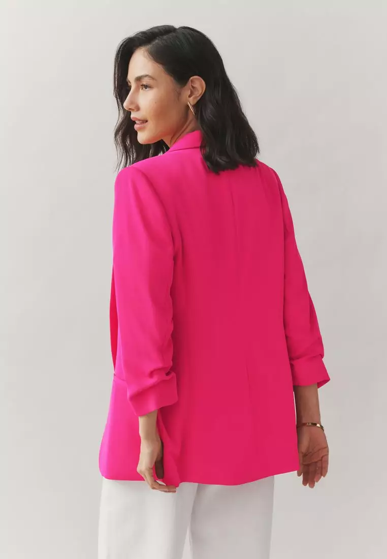 Relaxed Ruched Sleeve Blazer