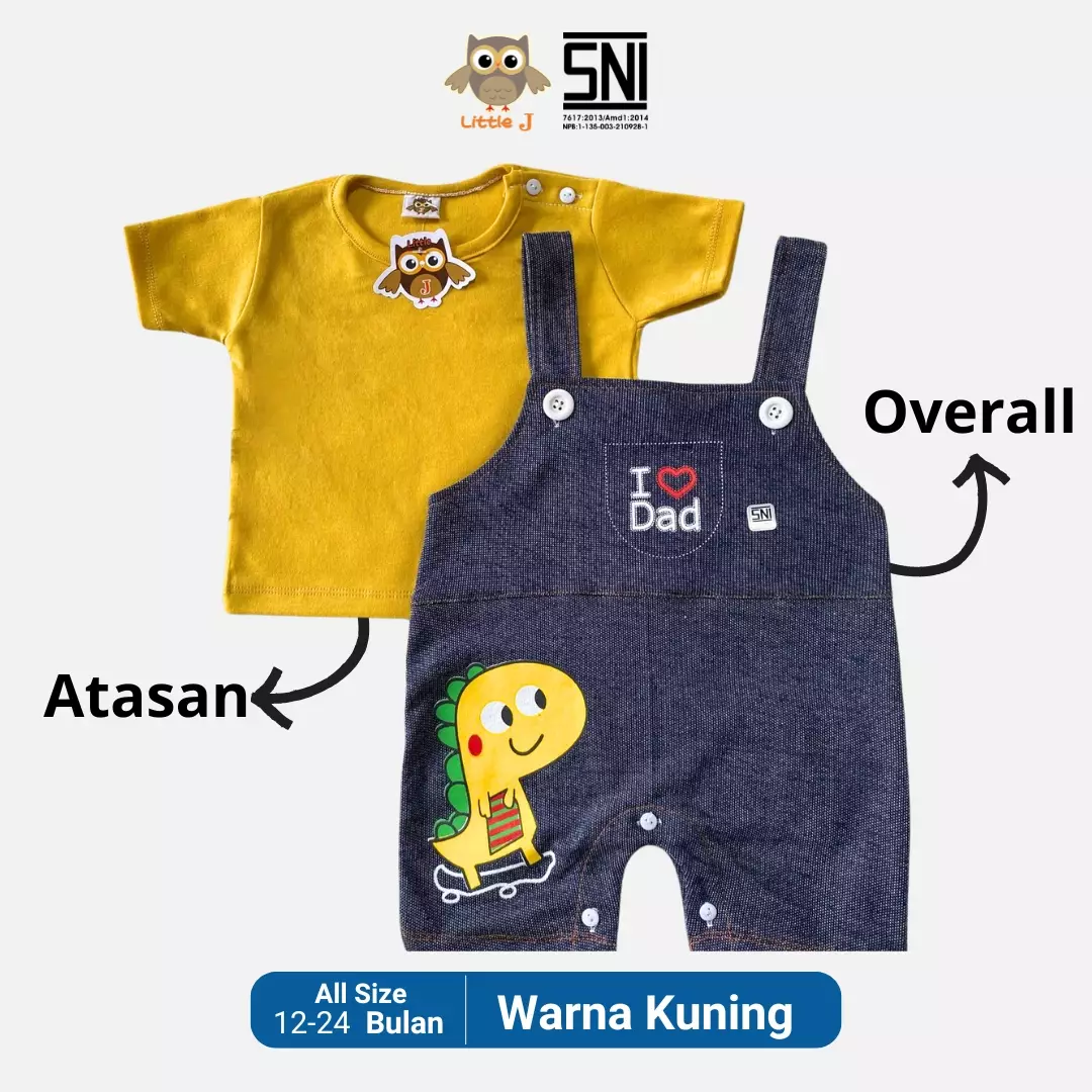 Little J - Denim and Bodysuit set - Setelan Bayi Laki Laki (Kuning)