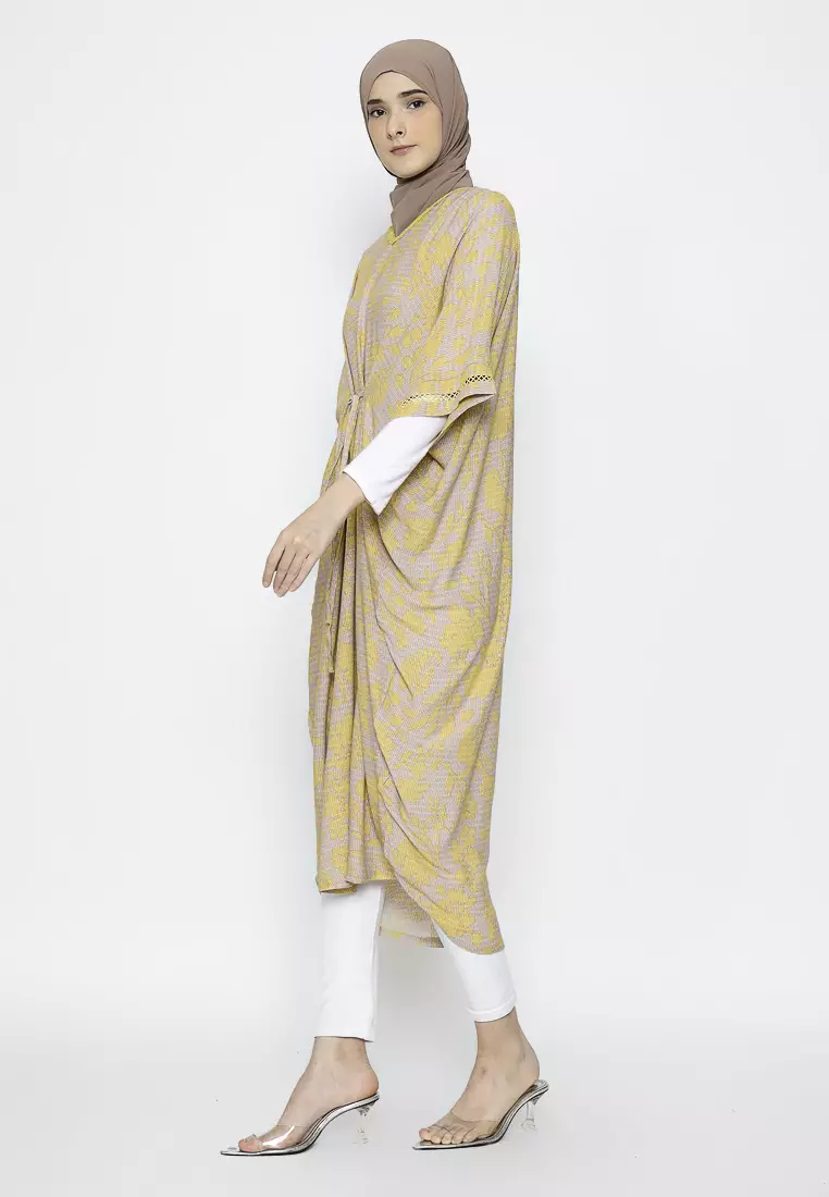 Urban Exchange Farida Kaftan Brown Mustard - Gamis Kaftan Lengan 3/4 Warna Brown Mustard