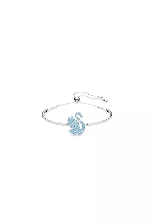 Swarovski Iconic Swan Bangle Swan Blue Rhodium Plated