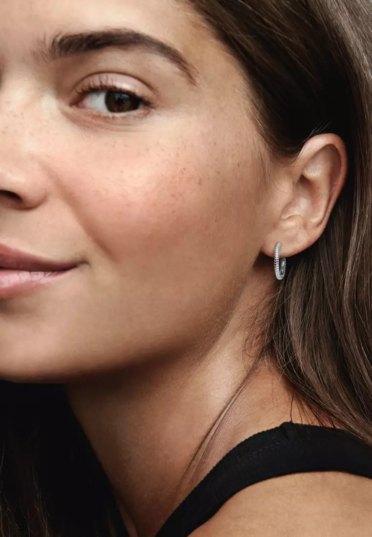 Small charm hoop earrings on sale