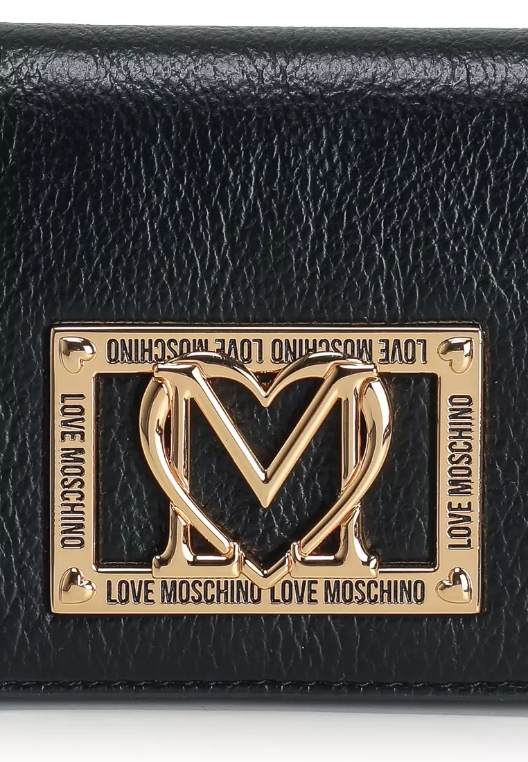 Locked in Gold Logo Plaque Bifold Wallet (nt)