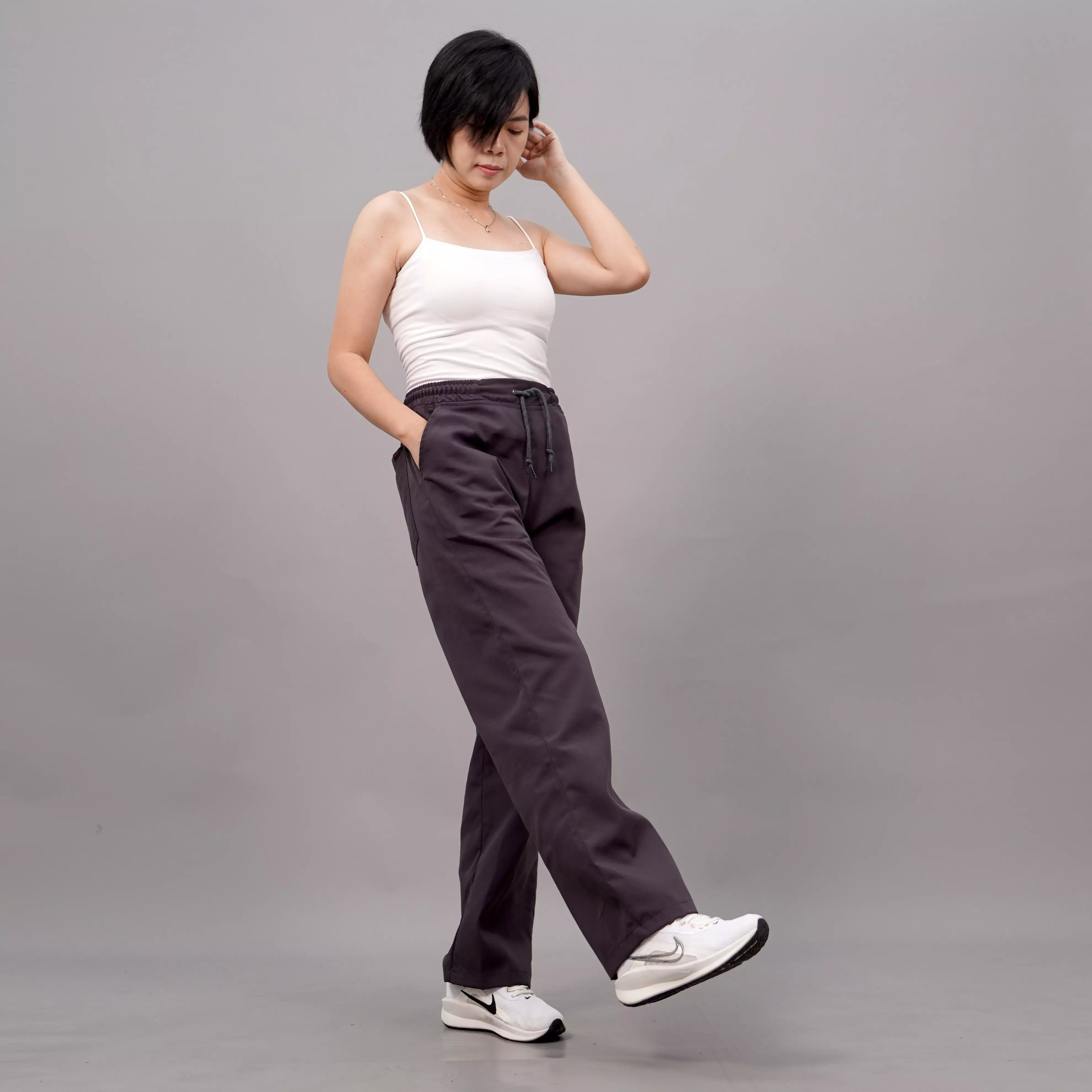  SAMY Baggy Pants Celana Loose Pants Celana Loose Fit Wanita - ABU TUA